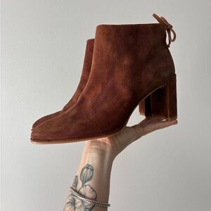 Stuart Weitzman Rust Brown Suede Ankle Booties